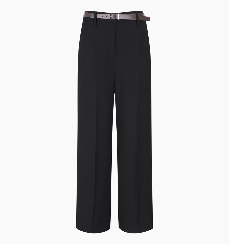 Black low-waisted trousers with belt - sisley k regular trousers - Black | Sisley K image number 1